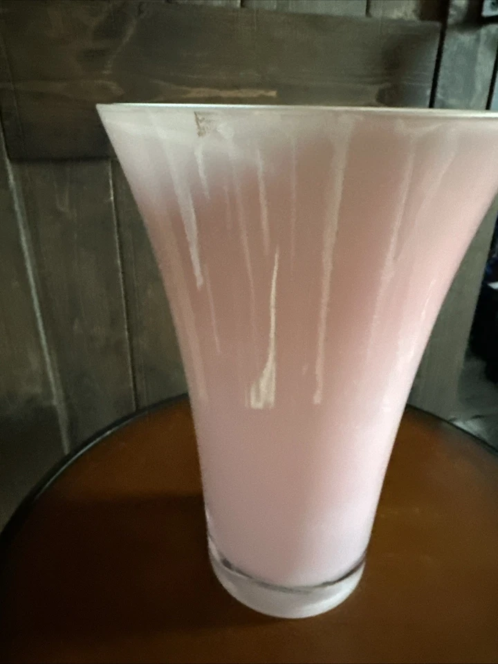 Vaso rosa e branco com caixa e cano transparente 9,5 polegadas de altura - Imagem 3 de 4
