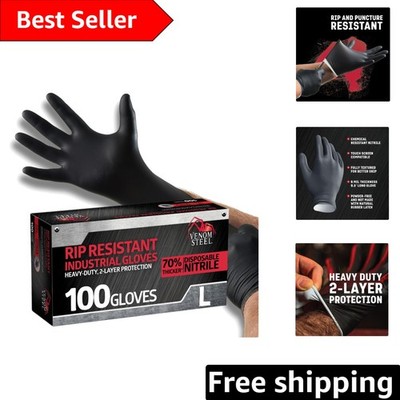 Disposable Nitrile Gloves 100 Count   Textured Grip, 6 mil, Two-Layer Protection