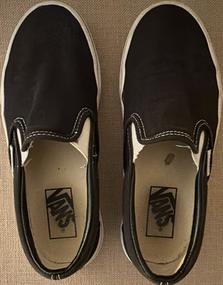 VANS Slip-On Black Canvas Casual Shoes Round Toe Rubber Sole US 4.5 EU 36