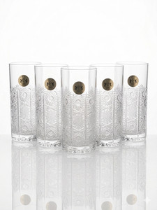 Luxury gift Hiball crystal glasses 24% pbO set of 6  Hand cut Full cut 500pk