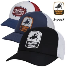 3-PACK: Catchin' Deers Trucker Meshback Caps - ASSORTED
