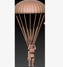 1/72 Scale Resin Model Parachuting Paratrooper Tabletop Unpainted Miniature