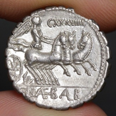 Chariot Denarius Serratus 79BC Ancient Roman Republic Silver Coin