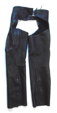 Mens Large Art's Cow Parts Vtg USA Made Leather Black Motorcycle Riding Chaps