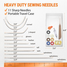 Heavy Duty Sewing Needles 11 PCS  Waxed Thread 7 Colors - Upholstery Rep...