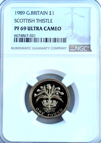 1989 £1 Scottish Thistle One Pound Proof NGC PR69 Great Britain