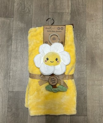 NWT Dream Gro Yellow Baby Blanket & Happy White Flower DreamGro 40 x30 