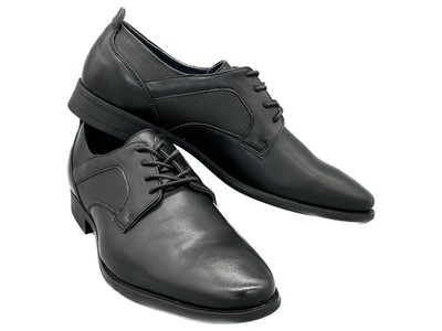 Schwarze Herren Anzug Schuhe elegante Business Schnürer Abendschuh Gr. 40 #018