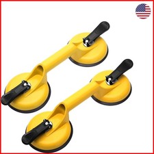 Aluminum Vacuum Suction Cups for Heavy Glass Lifting - 4.67 Inch Yellow Pack