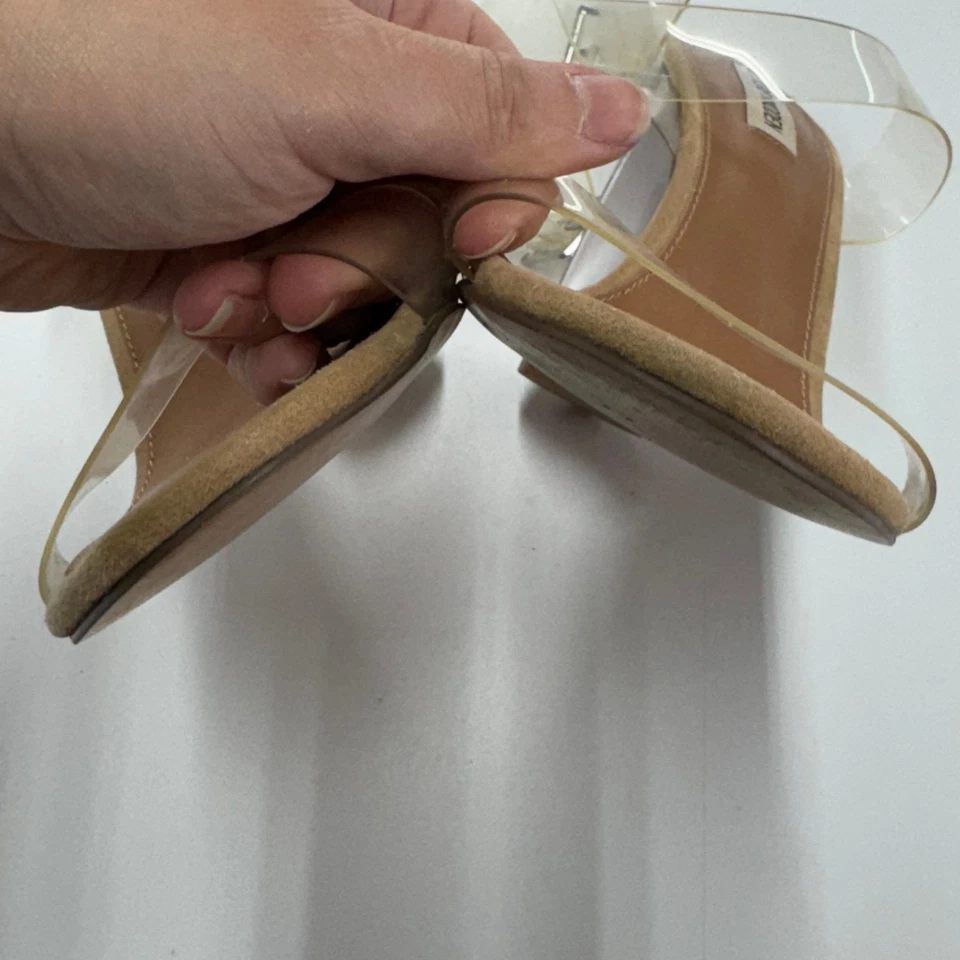 Steve Madden Zapatos Mujer Talla 11 Correa Transparente Tacón Bloque Sandalias Envoltura Tobillo Foto 4 de 4