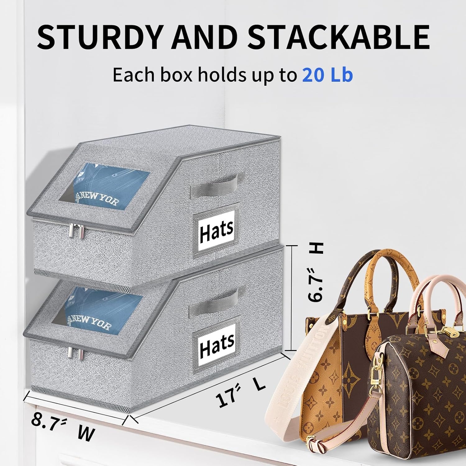 Stackable Hat Storage for Baseball Caps - Hat Organizer with Clear ...