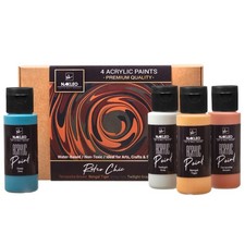 Acrylic Paints Set, 4 Colours 60ml, 2oz Retro Chic Brown Navy Grey Yellow, ...