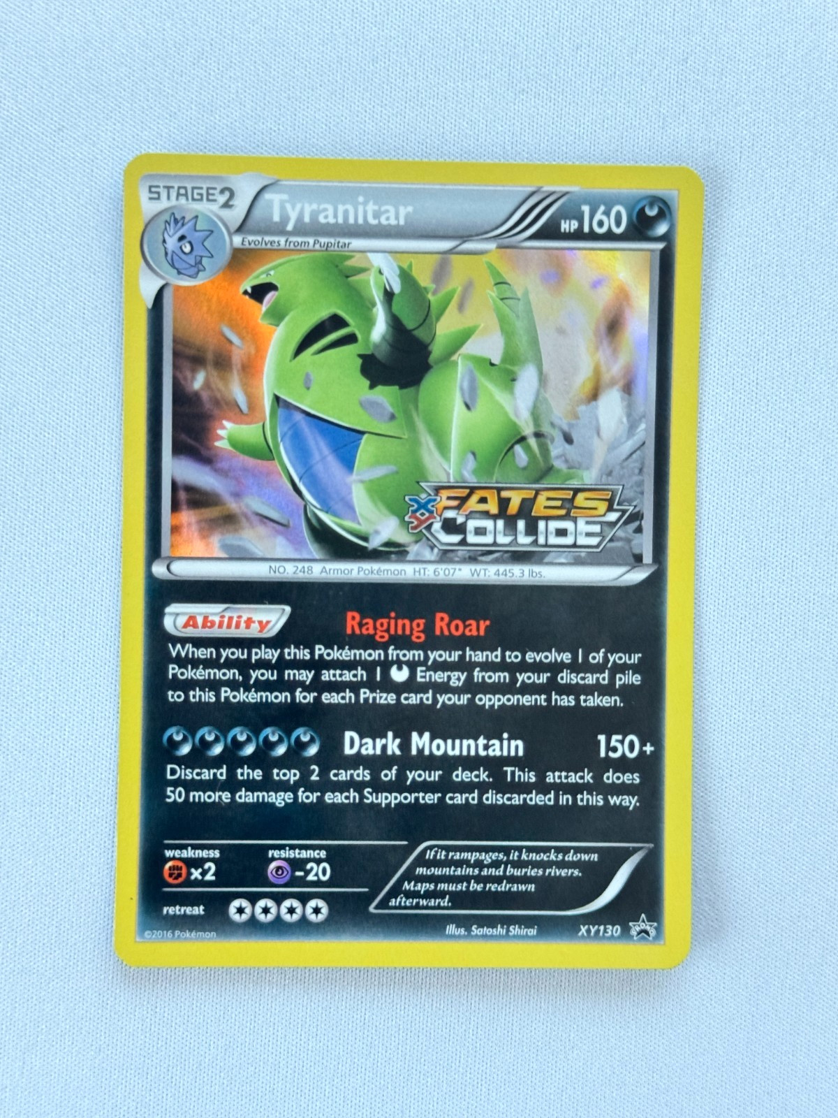 2016 Pokemon XY Black Star Promo Tyranitar Holo XY130 FatesCollide Prerelease NM