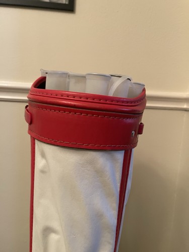 Bolsa de golf Wilson de cuero vintage roja blanca con correa de transporte - Imagen 22 de 24