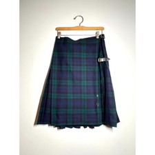 VTG Lochcarron of Scotland Blackwatch Plaid 100 Wool Kilt Skirt 10 US 28 x 24.5