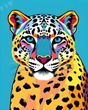 Snow Leopard Pop Art Vivid Colors 8X10 Print