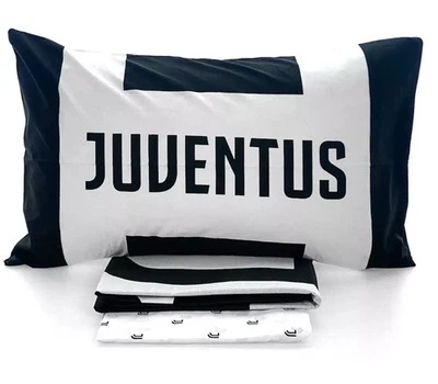 HERMET Lenzuola Juventus Singolo Piazza e Mezza Completo Letto Puro Cotone 100%