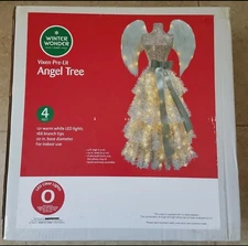 Winter Wonder Lane Vixen Pre-Lit Angel Tree 4ft LED Silver Christmas Decor NEW