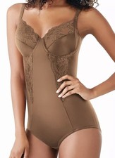 MAIDENFORM Built in Bra Unlined Ultra Control Caramel Bodybriefer Womens Sz 36D