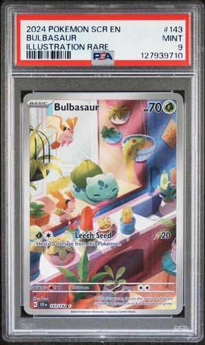 2024 POKEMON SCR EN-STELLAR CROWN ILLUSTRATION RARE #143 BULBASAUR PSA 9