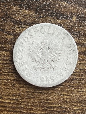 1949 Poland 50 Groszy Aluminum Coin Eagle with wings open Actual Coin TB6058*