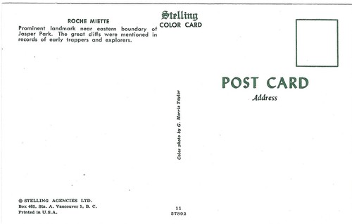 Vintage Canada Chrome Postcard Roche Miette near Jasper Park - Picture 2 of 2