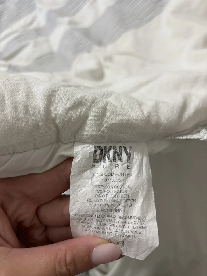 Edredón DNKY PURE 100 % algodón tamaño king - blanco con rayas Foto 2 de 2