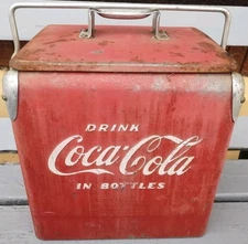 Vintage 1950's Coca Cola COKE  Ice Chest Picnic Cooler Acton Mfg. Bottle opener⚪