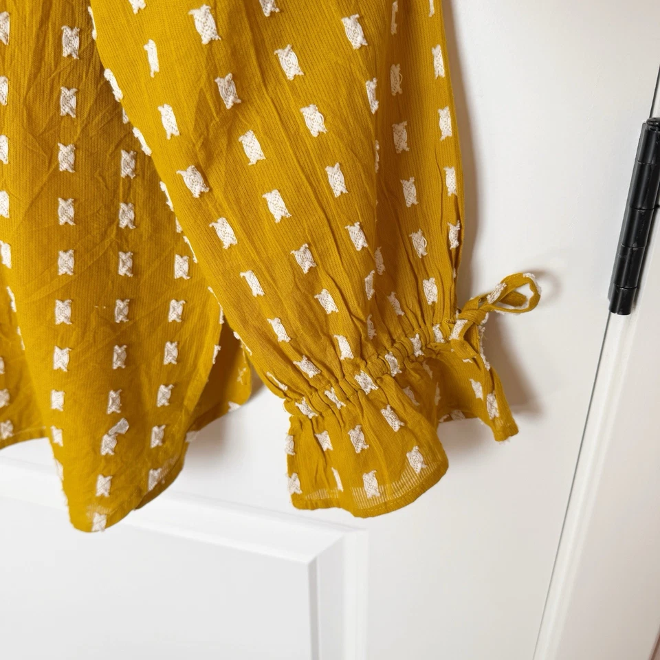 Garnet Hill Womens Boho Chic Tunic Top Size Medium Ruffle Sleeve Textured Artsy - Image 3 of 4