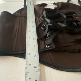 Bustier Corset Top Women Medium Brown Overbust Ring Cutout Lace Up Back Goth