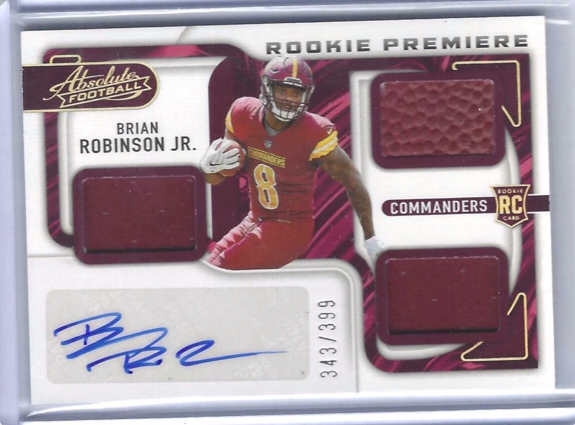 BRIAN ROBINSON JR 2022 PANINI ABSOLUTE ROOKIE TRIPLE PATCH