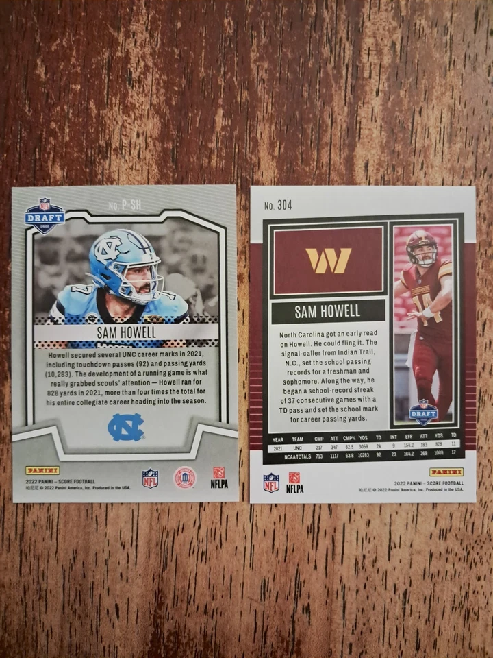 2022 Score Sam Howell Purple Foli #P-SH Protential Rookie Insert. 2 Card Lot - Image 2 of 2