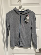 New Under Armour Boys Full Zip Up Hoodie Gray Blue Size Large NWT