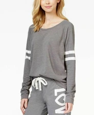 Jenni by Jennifer Moore Grey Stripe Sleeve Pajama Top in Medium