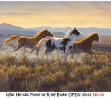 Wild Horses Horse 36x44" Panel cotton Quilt fabric Riley Blake PD15531 OPEN
