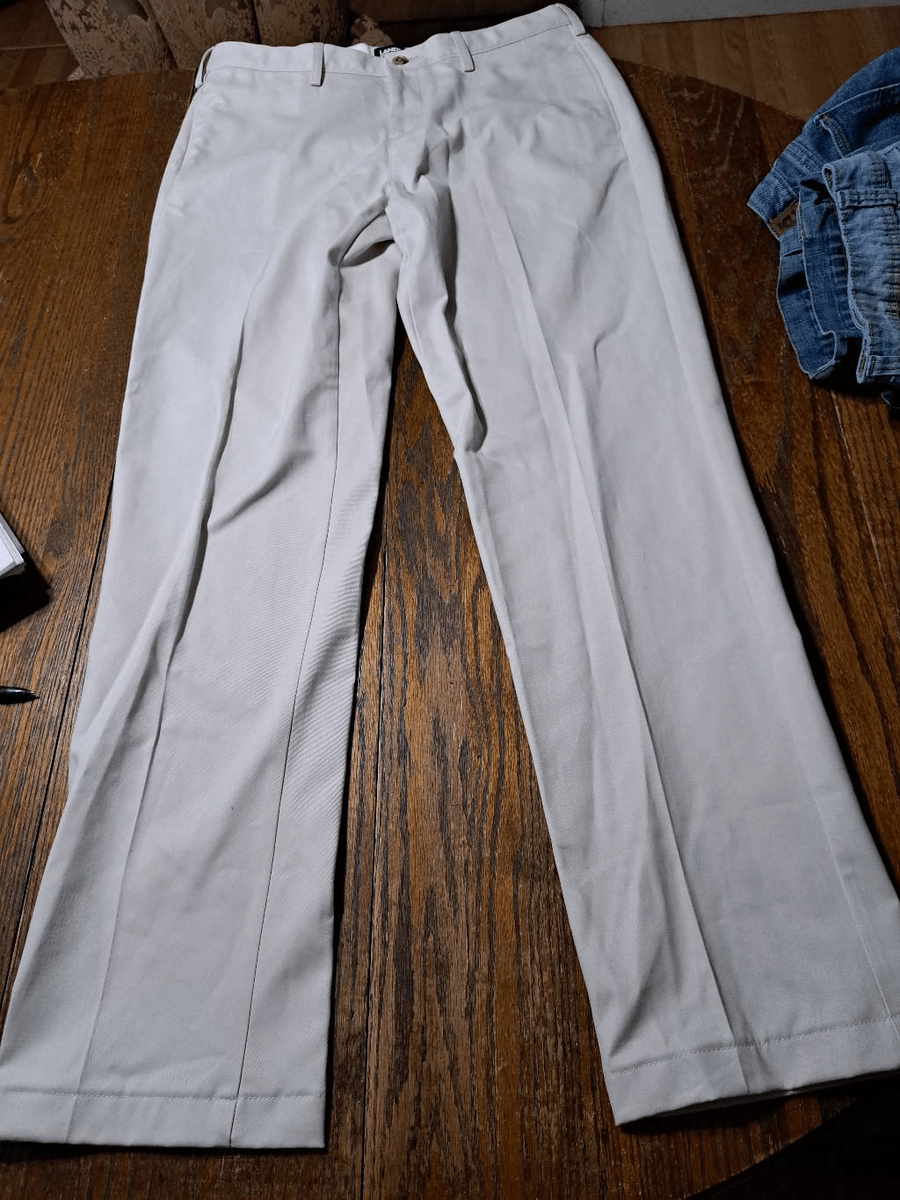 ポケット New 34x34 Lands End Traditional Fit Light Stone Flat Front Cotton