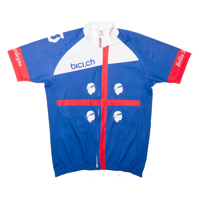 Marcello Beramo Voller Reißverschluss Fahrradtrikot Herren Jersey Blau XL