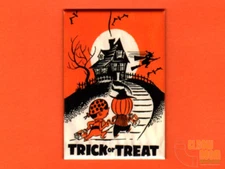 Trick or Treat vintage bag art 2x3" fridge/locker magnet Halloween