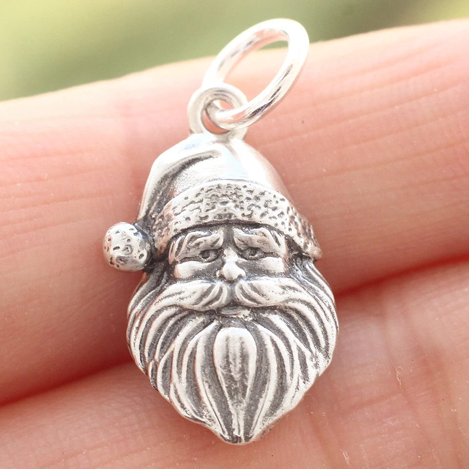 925 Sterling Silber Weihnachtsmann Anhänger Charm Weihnachten Vintage Unikat Halskette