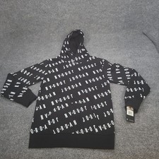 Jordan Sweatshirt Boys Large 12 - 13 Black Hoodie Sweater Nike Air All Over New