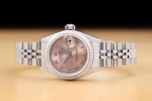 ROLEX LADIES DATEJUST 79174 SALMON ROMAN DIAL 18K GOLD STAINLESS STEEL WATCH - Picture 3 of 8