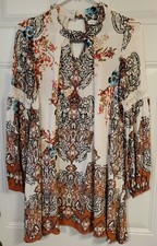 SKYLAR & JADE women's Boho Tunic long sleeve keyhole dress size Small