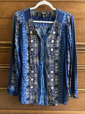 Womens NINE WEST JEANS Poseidon Blue Lucy Tunic Blouse Shirt Size XL