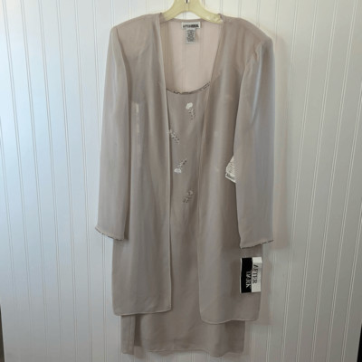 Vintage After Dark Lined Beaded Evening Dress & Jacket Womens Size 8 Dusty Mauve