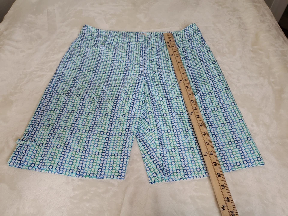 Coral Bay Women's Golf Shorts Size 8 Geometric Print Blue Green - Image 3 of 4