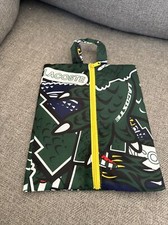 Lacoste Travel Bag Pouch Green Alligator Zip Case Dopp Kit Nylon Yellow Cosmetic