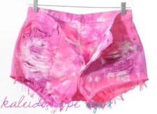 Vtg LEVIS 501 High Waist Colorful Pastel Tie Dye Destroyed Cut Off Shorts XL