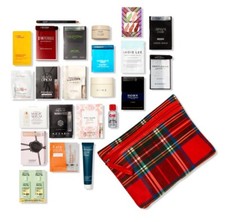 Lot of 23pc Skincare Makeup Perfume Travel Bag Set Azzaro, YSL, Armani, Chi