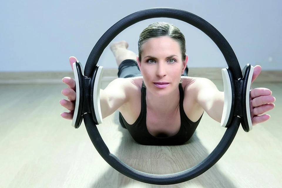 Anneau Cercle de Pilates Mixte, Noir/Gris, diam. env. 38 cm - Photo 4/4