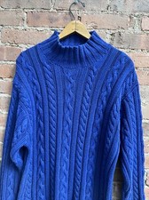 Vintage Polo Country Ralph Lauren Mens Sweater, Sz Large, Blue 100 Cotton Cable